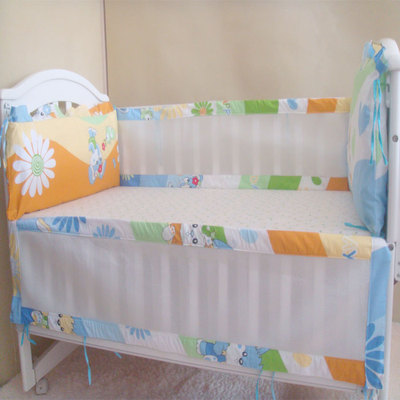 婴儿床床围可拆洗婴儿床围四件套婴儿床围套件床围定做网眼布床围