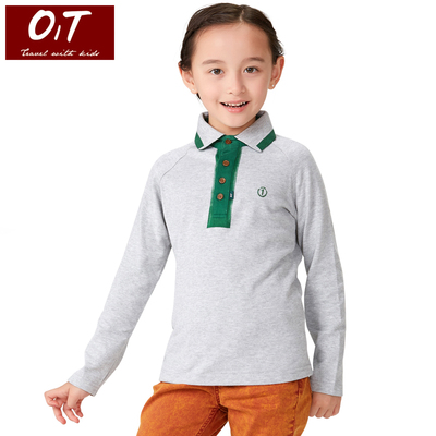 O1T童装 男童女童秋装2015新款长袖T恤中大儿童POLO衫韩版上衣潮