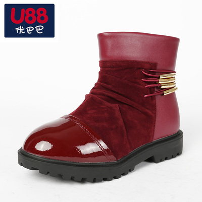 U88男童鞋2015新款儿童靴男童马丁靴中大童中筒靴子冬季童鞋潮