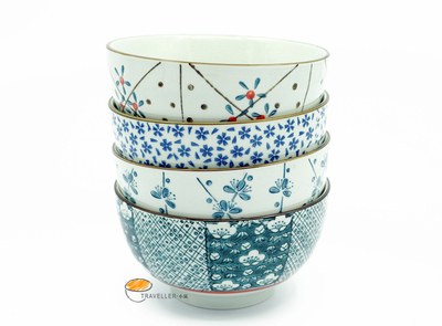 日式手绘陶瓷餐具 6.5寸手绘日式面 陶瓷泡面碗 宽口碗