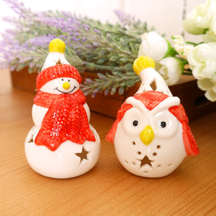 创意陶瓷工艺品 白瓷zakka家居杂货动物摆设品圣诞雪人 圣诞礼物