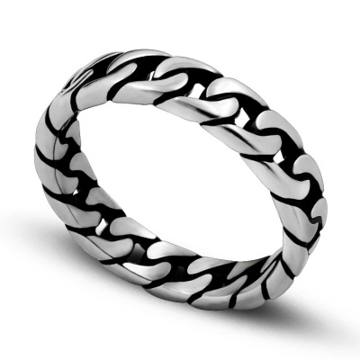 淘宝热卖款环环相扣链不锈钢戒指 创意时尚男女通用食指指环QJ531
