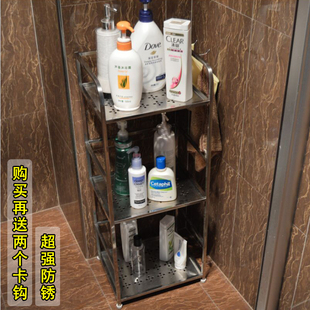 不锈钢 卫生间置物架落地层架浴室置物架洗手间毛巾架收纳架 3层