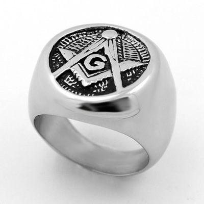 欧美简约共济会钛钢戒指 个性时尚朋克戒指首饰品订做批发QJ457