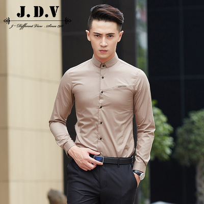 JDV男装 2015年秋季新款商务男士韩版修身休闲衬衫 JAITV5301CFE