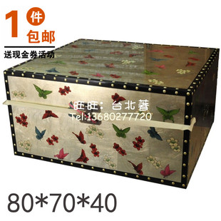 新古典中式日式田园家居手绘蝴蝶箱子型置物茶桌/茶台/茶几a210