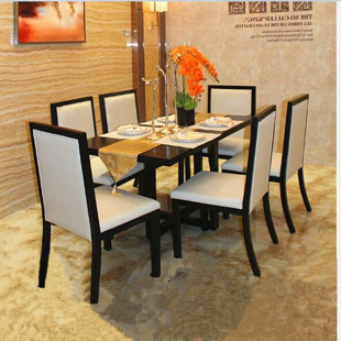 别墅酒店实木餐桌椅组合 新中式餐桌 样板房餐厅家具 后现代餐椅