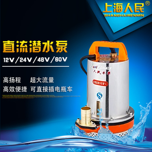 上海人民12V 24V 48V 60V直流潜水泵 电瓶车专用抗旱排涝泵洗车泵