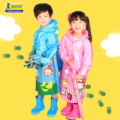 蓝蚂蚁儿童雨衣男孩女孩雨披带书包位韩国男童女童单件小学生宝宝