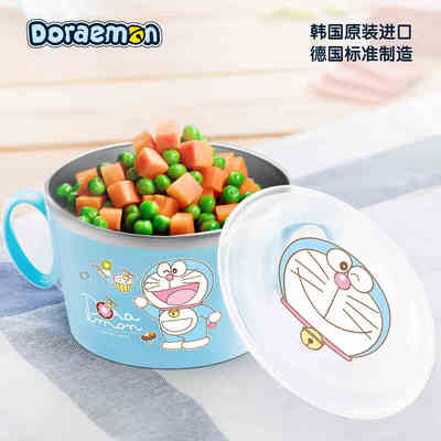韩国进口迪士尼餐具米奇米妮不锈钢双手柄防滑大碗宝宝餐具辅食碗
