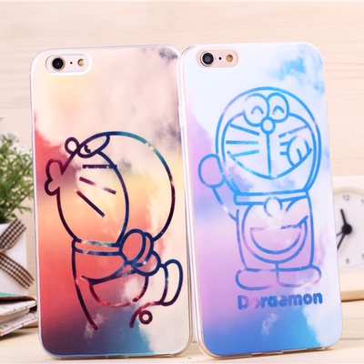 镭射蓝光iphone6plus手机壳 情侣苹果5s保护套叮当猫6代4.7/5.5寸