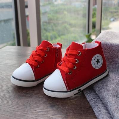 新款韩版宝宝布鞋小童女童男童鞋子牛仔低帮粘扣儿童帆布鞋1~3岁