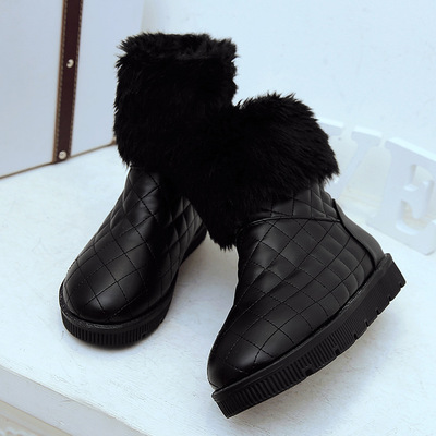 冬天新款毛毛女鞋棉靴子平跟雪地靴马丁靴女靴棉鞋保暖舒适防滑靴