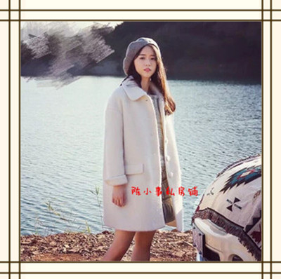 韩国代购秋冬款大码女装正品呢子大衣修身中长款韩版羊毛呢外套