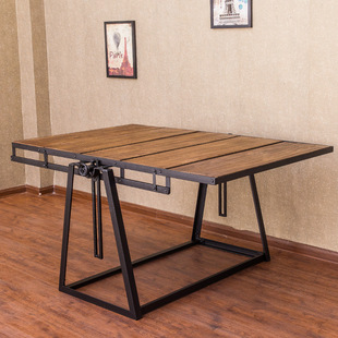 铁艺餐桌椅组合创意实木餐桌可伸缩折叠现代简约多功能小吃饭桌子
