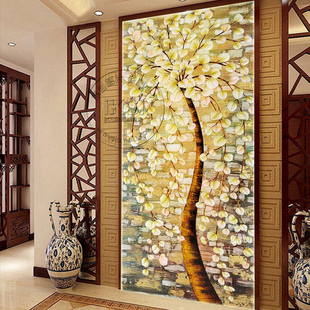 2米新款客厅十字绣餐厅卧室系列大幅刺绣发财树富贵平安树正品