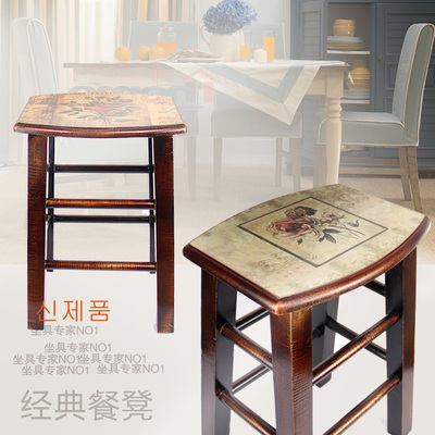 家用韩式简约实木餐桌凳子椅子现代时尚成人原木方凳圆凳包邮特价