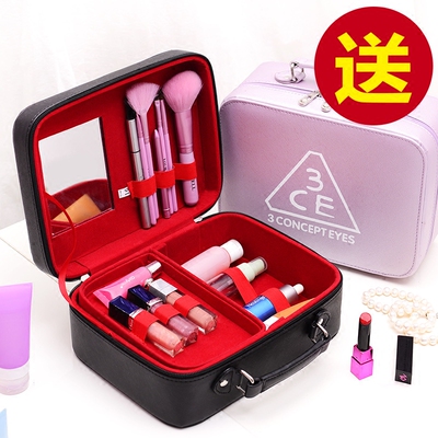 3ce化妆包韩国 专业大容量化妆箱手提防水化妆盒化妆品收纳包大号