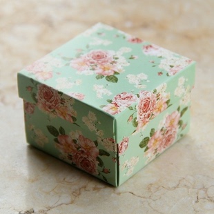 手工皂包装盒田园风花朵DIY礼品糖果饰品纸盒小号6cm 绿色10个