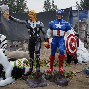 雷神美国队长玻璃钢雕塑 复仇者联盟2仿真人物角色模型 大型摆件