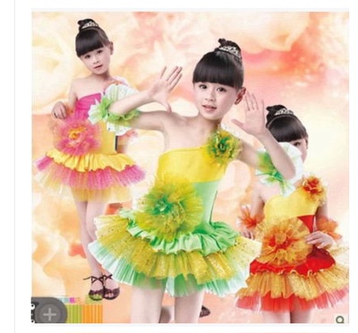 六一儿童演出服女童茉莉花亮片花朵表演公主裙女童舞蹈纱裙蓬蓬裙