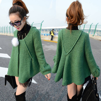 韩版毛呢外套女短款2015冬季新款小香风斗篷式加厚呢子短外套