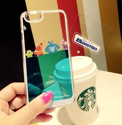 韩国正品代购苹果6流动液体手机壳Iphone6plus卡通手机壳液体流动