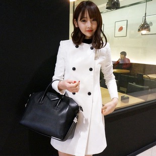 2015厂家批发韩国东大门女装气质白色风衣