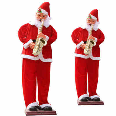 圣诞装饰品 电动圣诞老人 1.8米吹萨克斯圣诞老人摇摆音乐