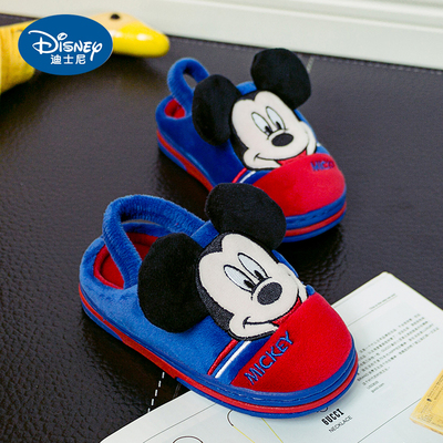 迪士尼儿童棉拖鞋保暖卡通男女宝宝棉鞋松紧带软冬2-4岁幼童鞋子