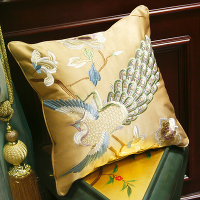 新中式高档刺绣古典红木沙发靠垫 办公室抱枕含芯靠垫套靠枕腰枕