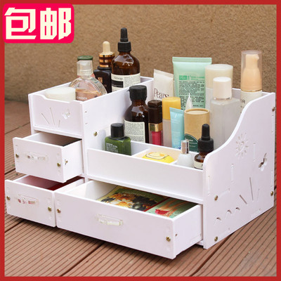 防水置物架 超大化妆品办公桌面收纳盒浴室带抽屉整理架韩版塑料
