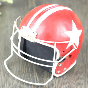 儿童房摆件 橄榄球红色存钱罐树脂存钱罐创意头盔造型储蓄罐