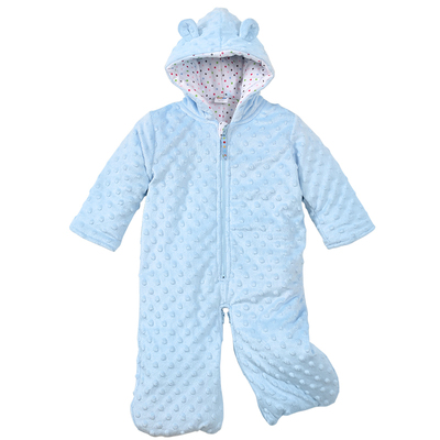 乐儿佳婴儿冬装爬服加厚三层保暖珊瑚绒爬服睡袋两用