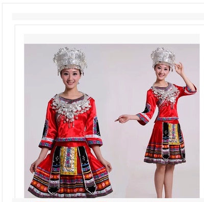 新款少数民族服装女装苗族舞蹈演出服瑶族舞台服彝族表演服饰包邮