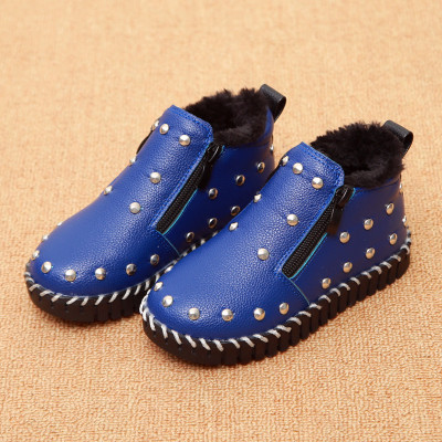儿童棉鞋男童女童棉鞋潮2015新款铆钉宝宝短靴子冬鞋加绒保暖鞋子