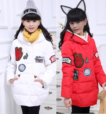 2015冬装新款韩版休闲羽绒服女童中长款加厚儿童外套中大童宝宝棉