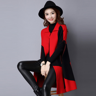 2016秋季新款韩版中长款西装领修身长袖毛针织衫女开衫薄款披肩潮