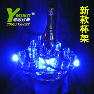 酒吧KTV发光酒具充电发光子弹杯架时尚创意子弹杯架心形一口杯架