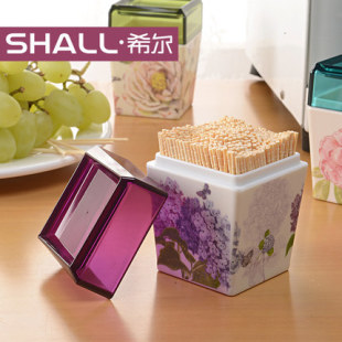 希尔欧式创意高档牙签盒透明盖时尚仿陶瓷牙签盒居家时尚收纳盒