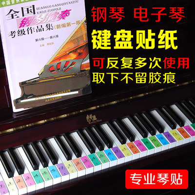 超薄钢琴键盘贴纸五线谱简谱电子琴练习纸88键琴贴61键音符键位贴
