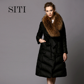 SITI 欧洲站2015冬装欧货羽绒服女长款加厚貉子奢华大牌高端品牌