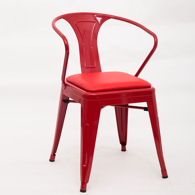 欧式铁艺餐椅铁皮椅饭店扶手椅休闲酒吧咖啡靠背快餐厅金属椅子