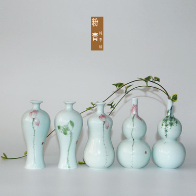 青花瓷陶瓷器手绘小花瓶花器花插创意现代简约家居饰工艺品摆件