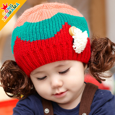 秋冬天婴儿帽子女宝宝帽子6-12个月毛线帽1-2-4岁儿童帽子女童帽
