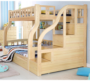 实木子母床儿童床高低双层床上下折叠母子床上下铺包邮