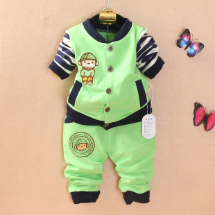 0-1-2-3岁男宝宝秋装婴儿衣服儿童套装童装长袖开衫两件套春秋款