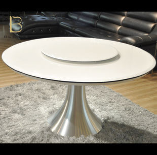 环保大理石桌 韩式白色餐桌 吃饭桌子 铝合金大理石餐圆桌带转盘