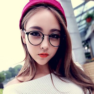 韩版复古眼镜框女圆形平光眼镜潮男文艺平面镜大框近视眼镜架平镜