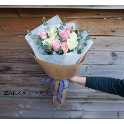 ZAKKA自然风爱情玫瑰鲜花花束南京同城全国速递生日节日粉玫瑰